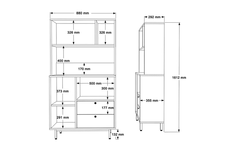 Highboard Donae - Ek/Antracit - Förvaring - Skåp - Förvaringsskåp