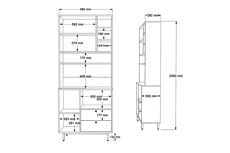 Highboard Donae - Ek/Grön - Förvaring - Skåp - Förvaringsskåp