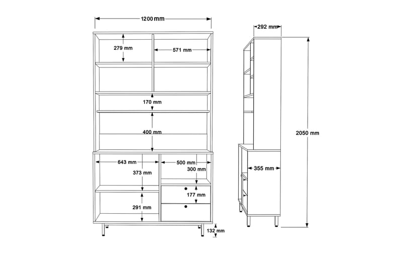 Highboard Donae - Ek/Grön - Förvaring - Skåp - Förvaringsskåp