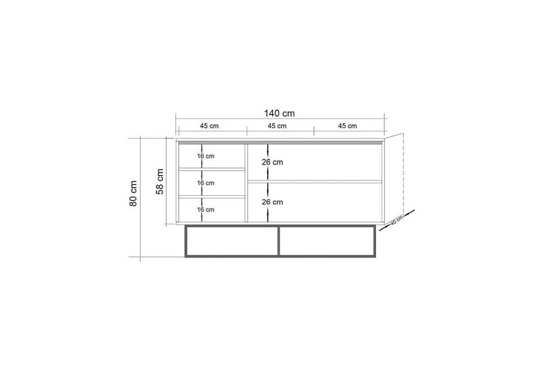 Highboard Quantum Mare 140x80 cm Svart/Brun - Hanah Home - Förvaring - Skåp - Förvaringsskåp