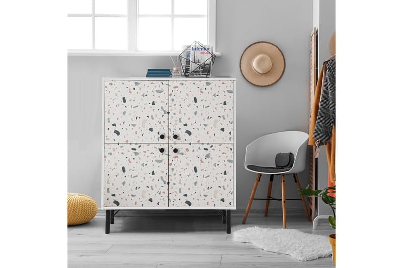 Highboard Terrazzo 95x111 cm Vit - Hanah Home - Förvaring - Skåp - Förvaringsskåp