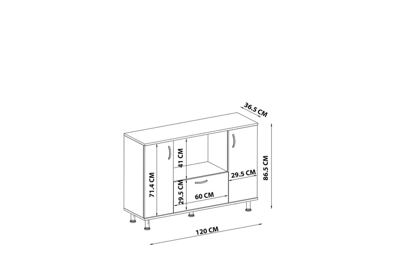 Highboard Pietro 120x86,5 cm Vit - Hanah Home - Förvaring - Skåp - Förvaringsskåp