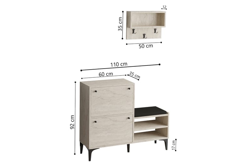 Skoskåp BRödene 110 cm - Beige - Förvaring - Skåp - Förvaringsskåp