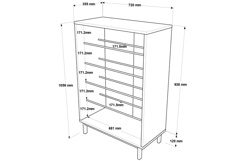 Skoskåp Fritzgerald 72 cm - Antracit - Förvaring - Skåp - Förvaringsskåp