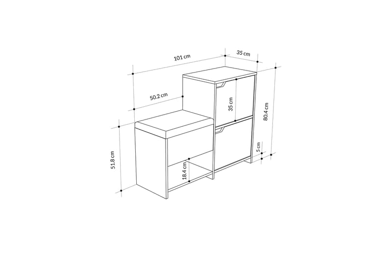 Skoskåp Haven 101,5 cm - Antracit/Ek - Förvaring - Skåp - Förvaringsskåp