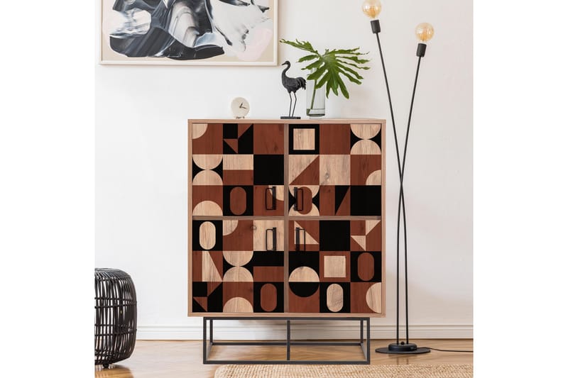 Solo Quantum Highboard 93x115 cm Svart/Brun - Hanah Home - Förvaring - Skåp - Förvaringsskåp