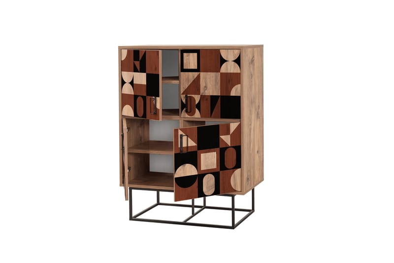 Solo Quantum Highboard 93x115 cm Svart/Brun - Hanah Home - Förvaring - Skåp - Förvaringsskåp