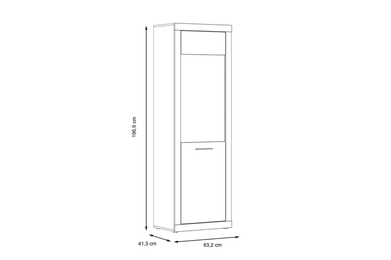 Belchin Vitrinskåp 41,3 cm djup 63,2 cm bred 196,9 cm hög Trä - Grå/Vit - Förvaring - Skåp - Vitrinskåp