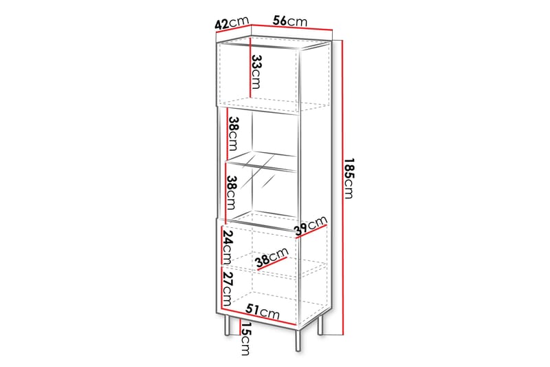 Vitrinskåp Langela 56 cm - Kashmir - Förvaring - Skåp - Vitrinskåp