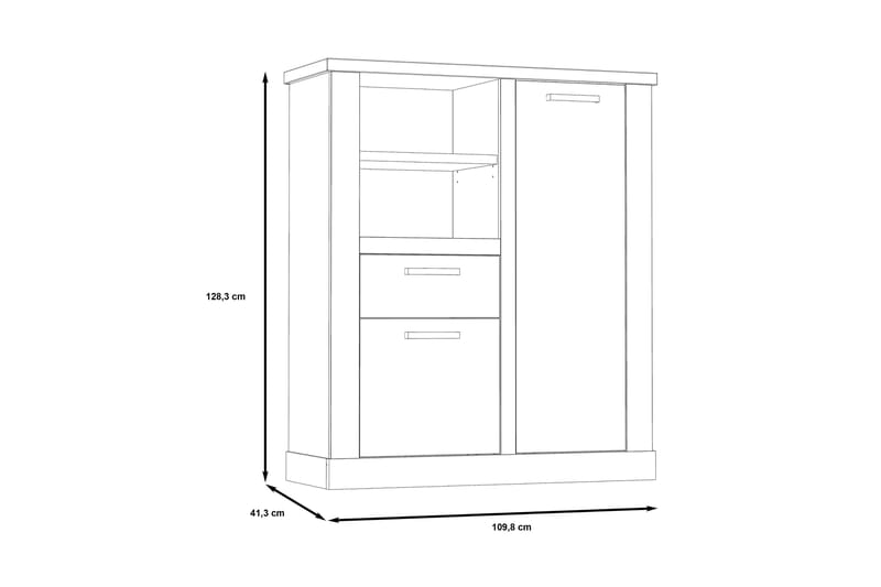 Skänk Breage 41x110 cm - Brun|Vit - Förvaring - Skåp - Vitrinskåp