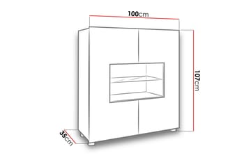 Vitrinskåp Frick 100x35x107 cm - Ek/Vit Led-Belysning - Förvaring - Skåp - Vitrinskåp