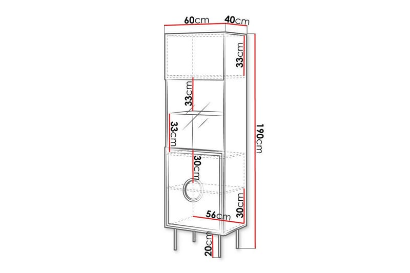 Vitrinskåp Juniskär 190 cm - Svart - Förvaring - Skåp - Vitrinskåp