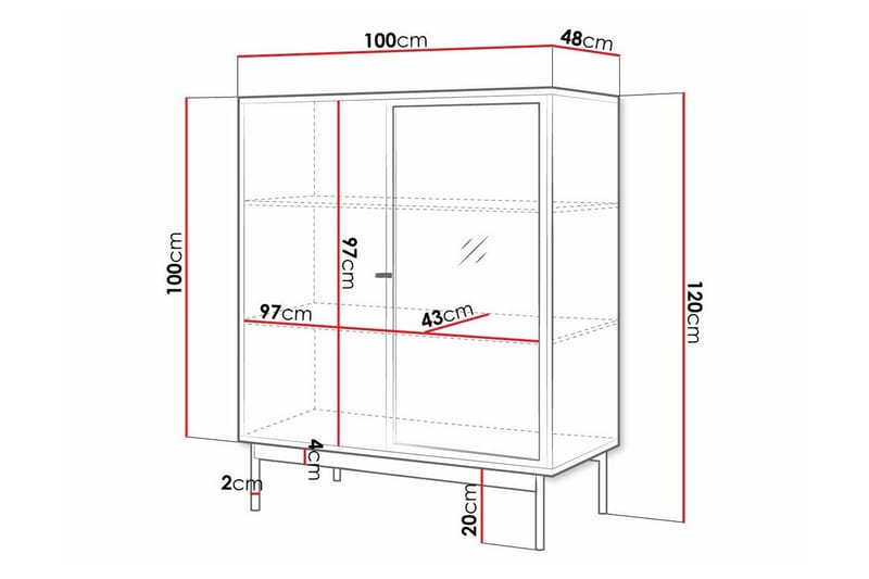 Vitrinskåp Kintore 120 cm - Svart - Förvaring - Skåp - Vitrinskåp