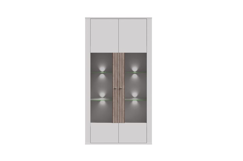 Vitrinskåp Kjustendil 41x106 cm - Vit/Brun - Förvaring - Skåp - Vitrinskåp