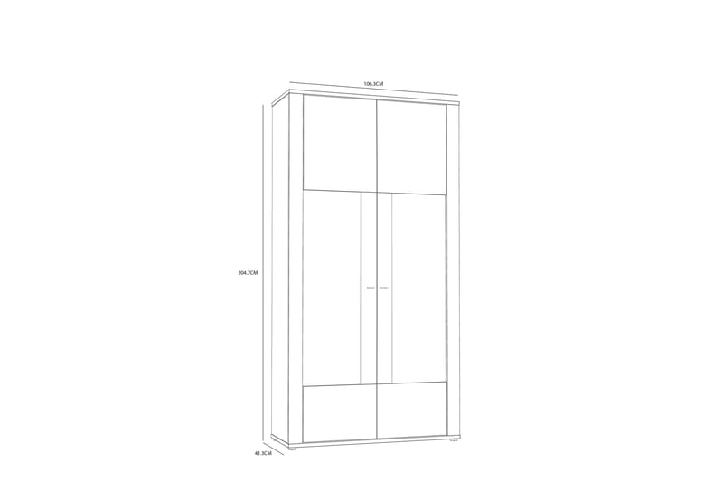 Vitrinskåp Kjustendil 41x106 cm - Vit/Brun - Förvaring - Skåp - Vitrinskåp