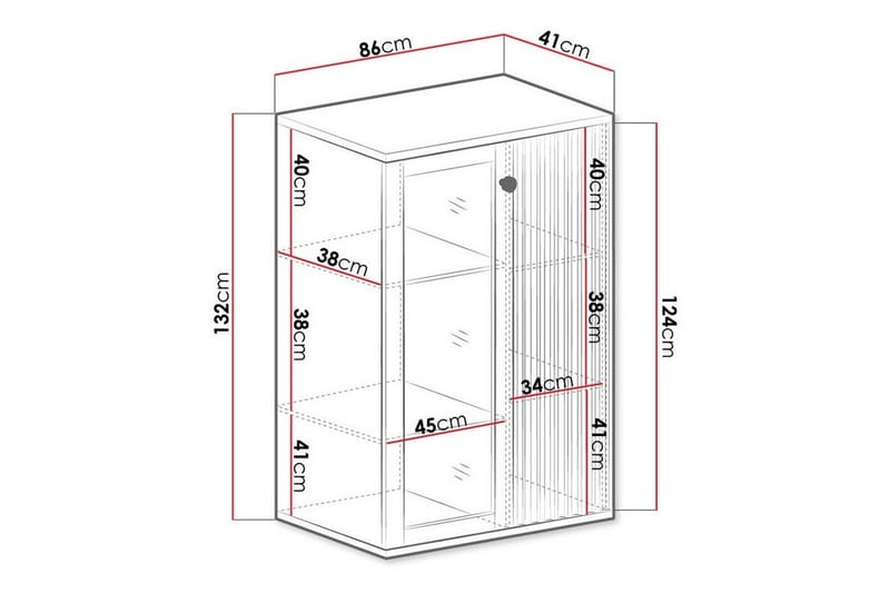 Vitrinskåp Rosehall 132 cm - Svart - Förvaring - Skåp - Vitrinskåp