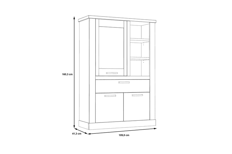 Vitrinskåp Tournel 160x110 cm - Brun/Grå - Förvaring - Skåp - Vitrinskåp