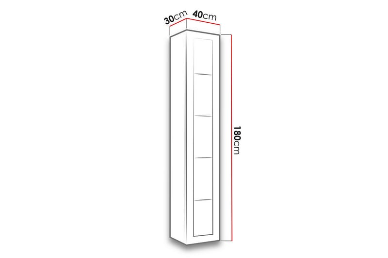 Vitrinskåp Veria 30x40 cm Blå LED - Natur/Svart - Förvaring - Skåp - Vitrinskåp