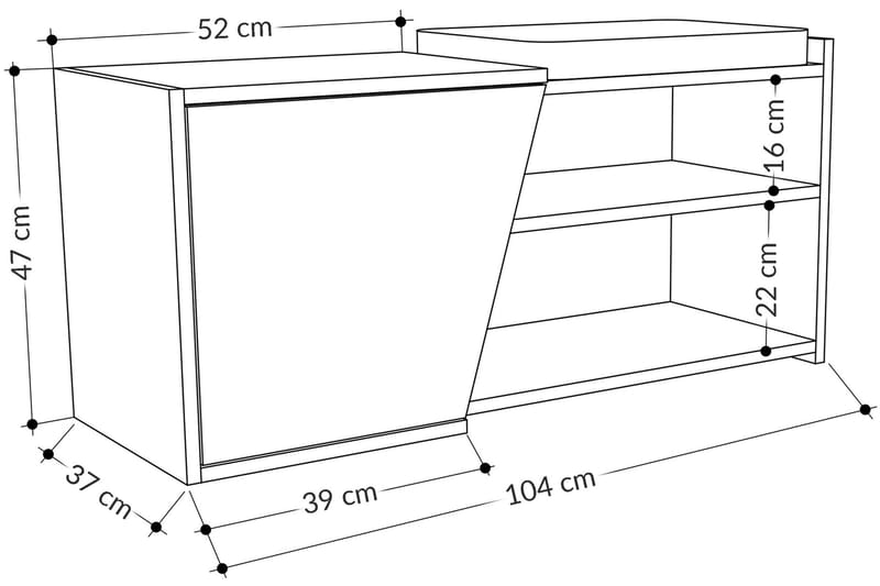 Skoskåp Finones 104x37 cm - Trä/natur - Förvaring - Skoförvaring - Skobänk & skohylla med bänk