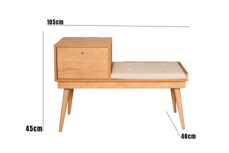 Skobänk Urbanis 105 cm - Ek/Cream - Förvaring - Skoförvaring - Skobänk & skohylla med bänk