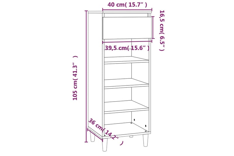 beBasic Skohylla sonoma-ek 40x36x105 cm konstruerat trä - Cream - Förvaring - Skoförvaring - Skohylla & skoställ