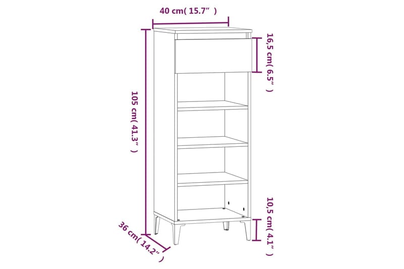 beBasic Skohylla vit högglans 40x36x105 cm konstruerat trä - White - Förvaring - Skoförvaring - Skohylla & skoställ