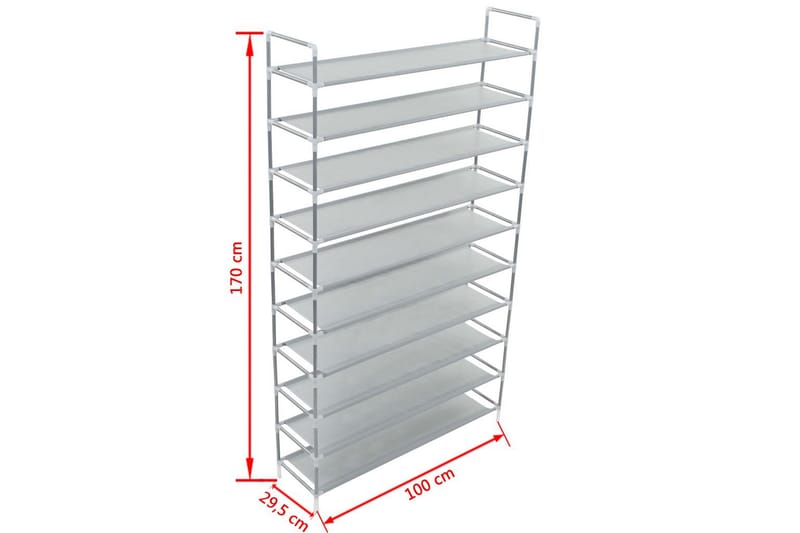 Skohylla med 10 hyllor metall och non-woven tyg silver - Silver - Förvaring - Skoförvaring - Skohylla & skoställ