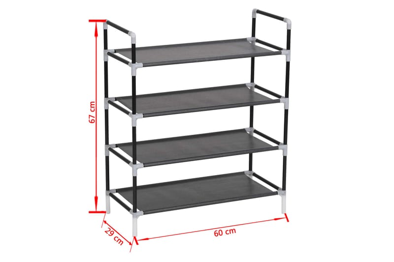 Skohylla med 4 hyllor metall och non-woven tyg svart - Svart - Förvaring - Skoförvaring - Skohylla & skoställ