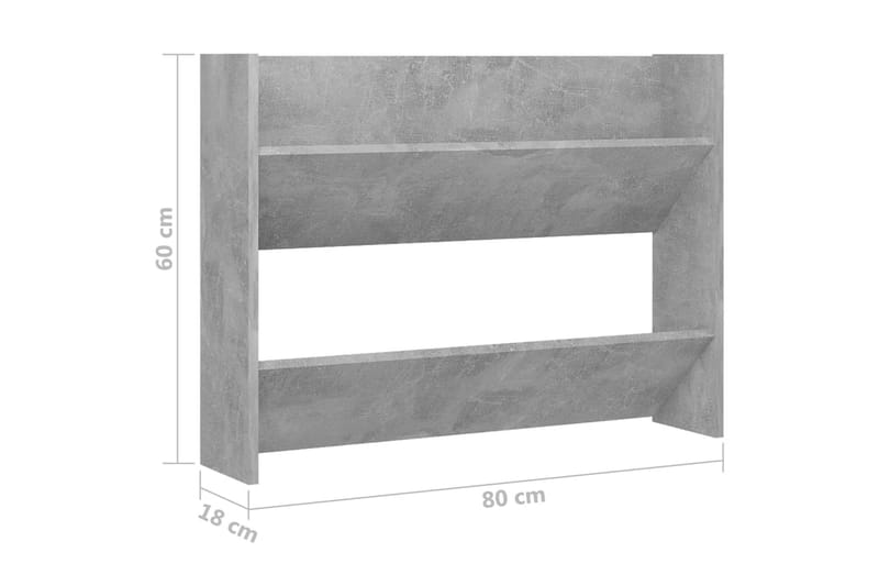 Väggmonterat skoställ betonggrå 80x18x60 cm spånskiva - Betonggrå - Förvaring - Skoförvaring - Skohylla & skoställ