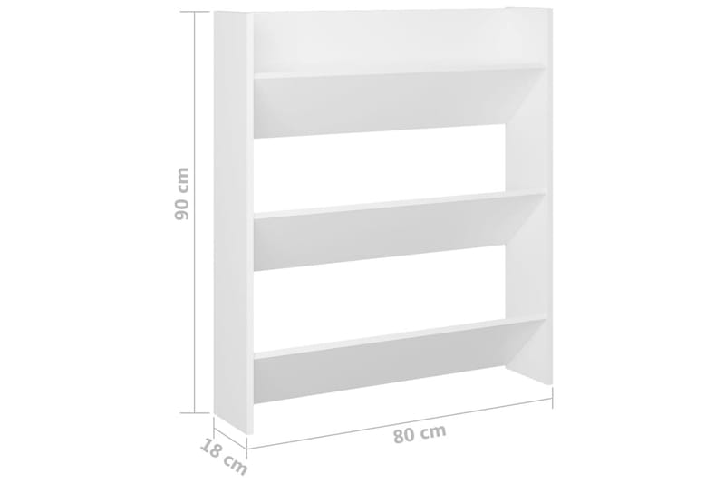 Väggmonterat skoställ vit 80x18x90 cm spånskiva - Vit - Förvaring - Skoförvaring - Skohylla & skoställ