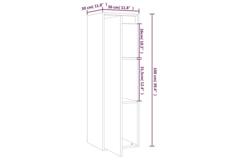 beBasic Väggskåp vit 30x30x100 cm massiv furu - White - Förvaring - Hylla - Vägghylla