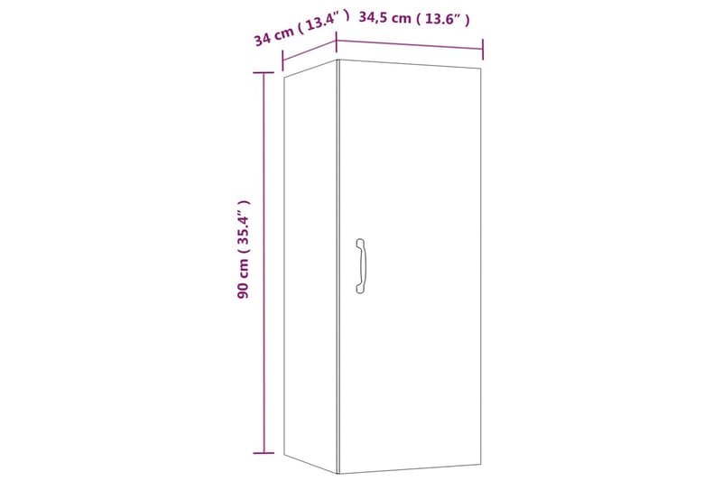 beBasic Väggskåp vit högglans 34,5x34x90 cm konstruerat trä - White - Vägghylla - Väggförvaring