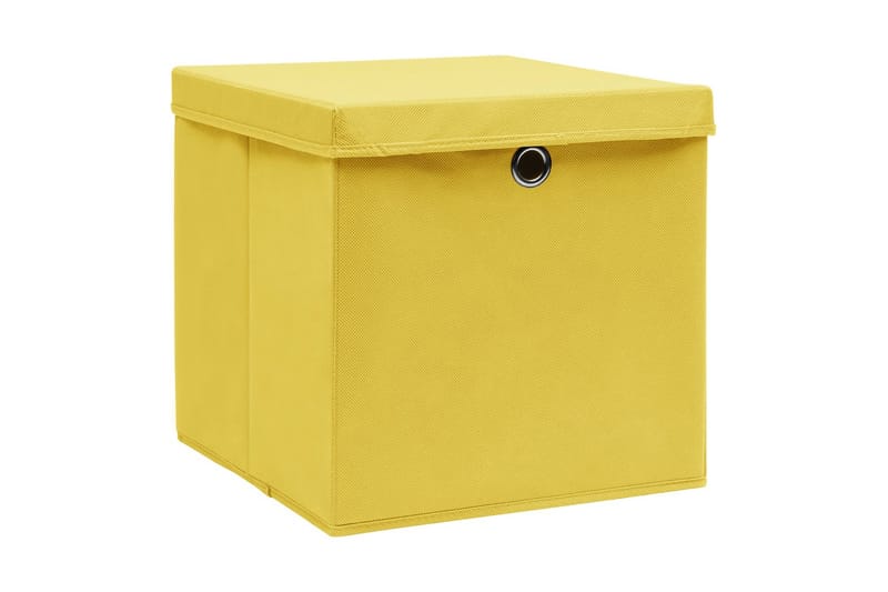 Förvaringslådor med lock 10 st 28x28x28 cm gul - Gul - Förvaring - Småförvaring - Förvaringslåda