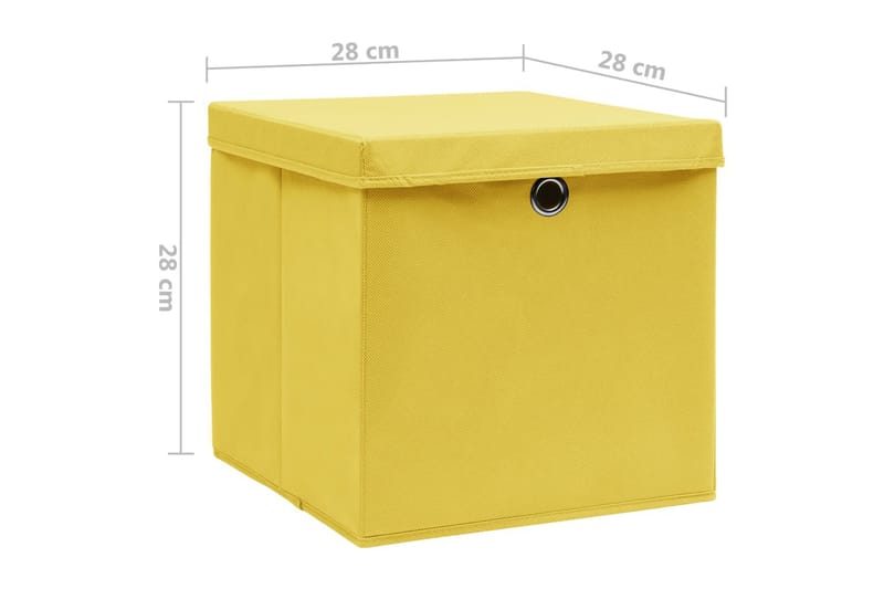 Förvaringslådor med lock 10 st 28x28x28 cm gul - Gul - Förvaring - Småförvaring - Förvaringslåda