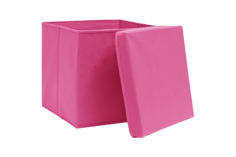 Förvaringslådor med lock 10 st 28x28x28 cm rosa - Rosa - Förvaring - Småförvaring - Förvaringslåda