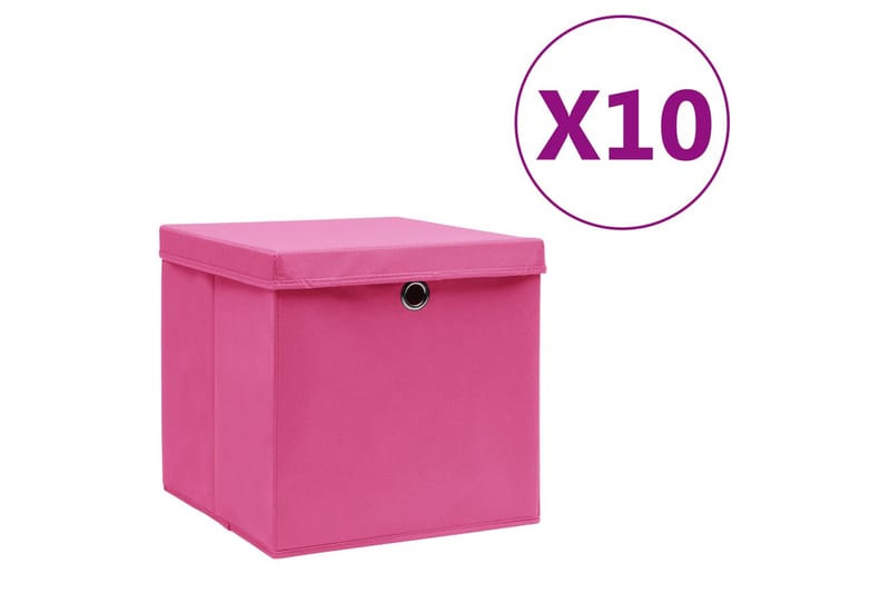 Förvaringslådor med lock 10 st 28x28x28 cm rosa - Rosa - Förvaring - Småförvaring - Förvaringslåda