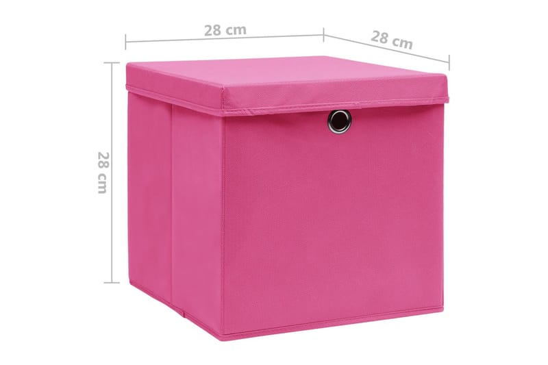 Förvaringslådor med lock 10 st 28x28x28 cm rosa - Rosa - Förvaring - Småförvaring - Förvaringslåda