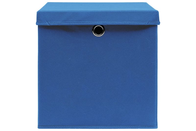 Förvaringslådor med lock 4 st 28x28x28 cm blå - Blå - Förvaring - Småförvaring - Förvaringslåda