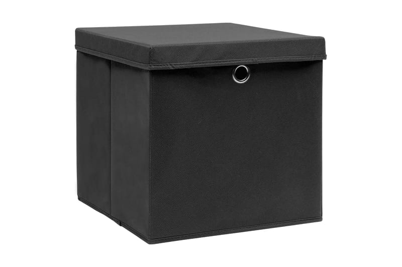 Förvaringslådor med lock 4 st 28x28x28 cm svart - Svart - Förvaring - Småförvaring - Förvaringslåda