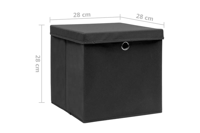 Förvaringslådor med lock 4 st 28x28x28 cm svart - Svart - Förvaring - Småförvaring - Förvaringslåda