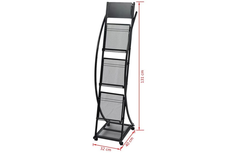 Josepha Tidningsställ 40x131 cm A4 - Svart - Småförvaring - Tidningsställ