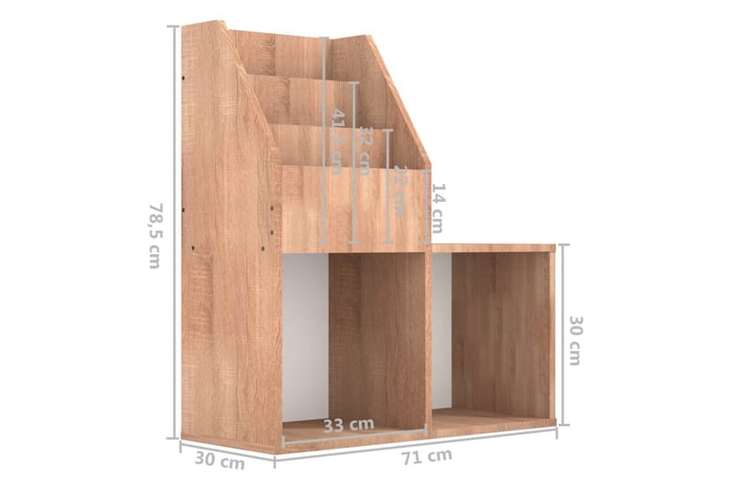 Tidningsställ för barn sonoma-ek 71x30x78,5 cm spånskiva - Ek - Förvaring - Småförvaring - Förvaringsställ - Tidningsställ