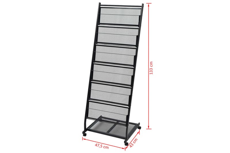 Tidningsställ 47,5x43x133 cm svart A4 - Svart - Förvaring - Småförvaring