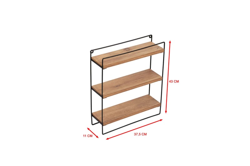 Vägghylla Hajar 37 cm - Ek/Svart - Förvaring - Småförvaring - Väggförvaring