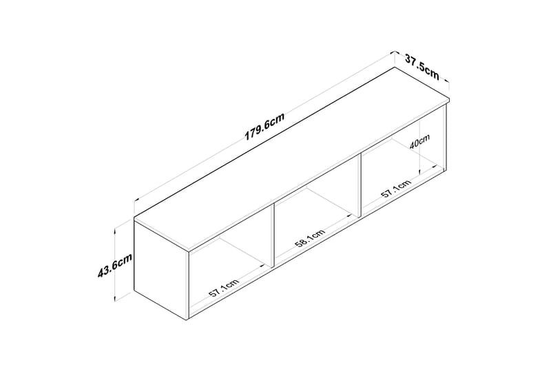 Vägghylla Jaibir 179,6x37,5 cm Brun/Vit - Hanah Home - Förvaring - Hylla - Vägghylla