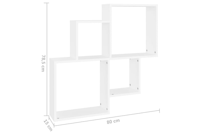 Vägghylla kubformad vit 80x15x78,5 cm spånskiva - Vit - Förvaring - Hylla - Vägghylla