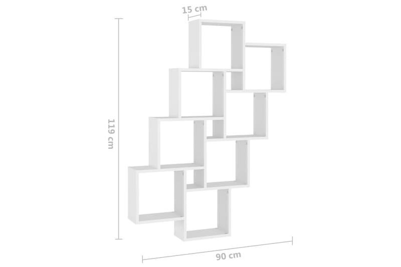 Vägghylla kubformad Vit 90x15x119 cm spånskiva - Vit - Förvaring - Hylla - Vägghylla