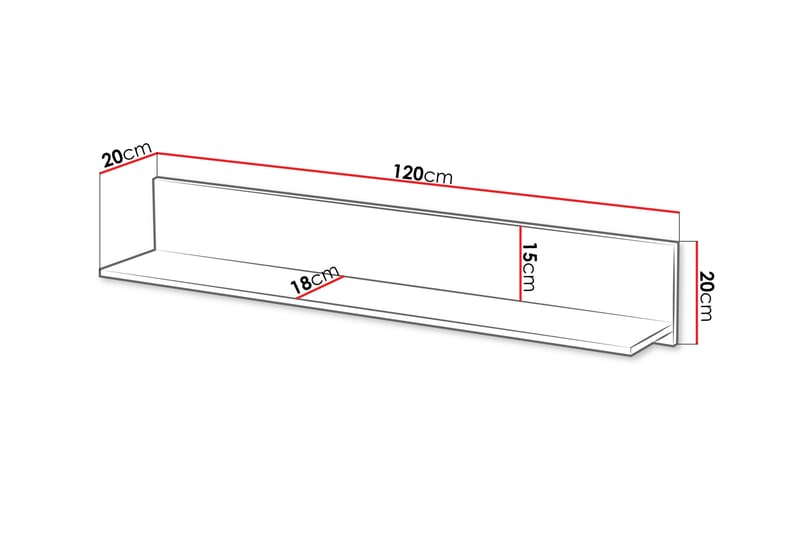 Vägghylla Langela 120x20 cm - Kashmir - Förvaring - Småförvaring - Väggförvaring