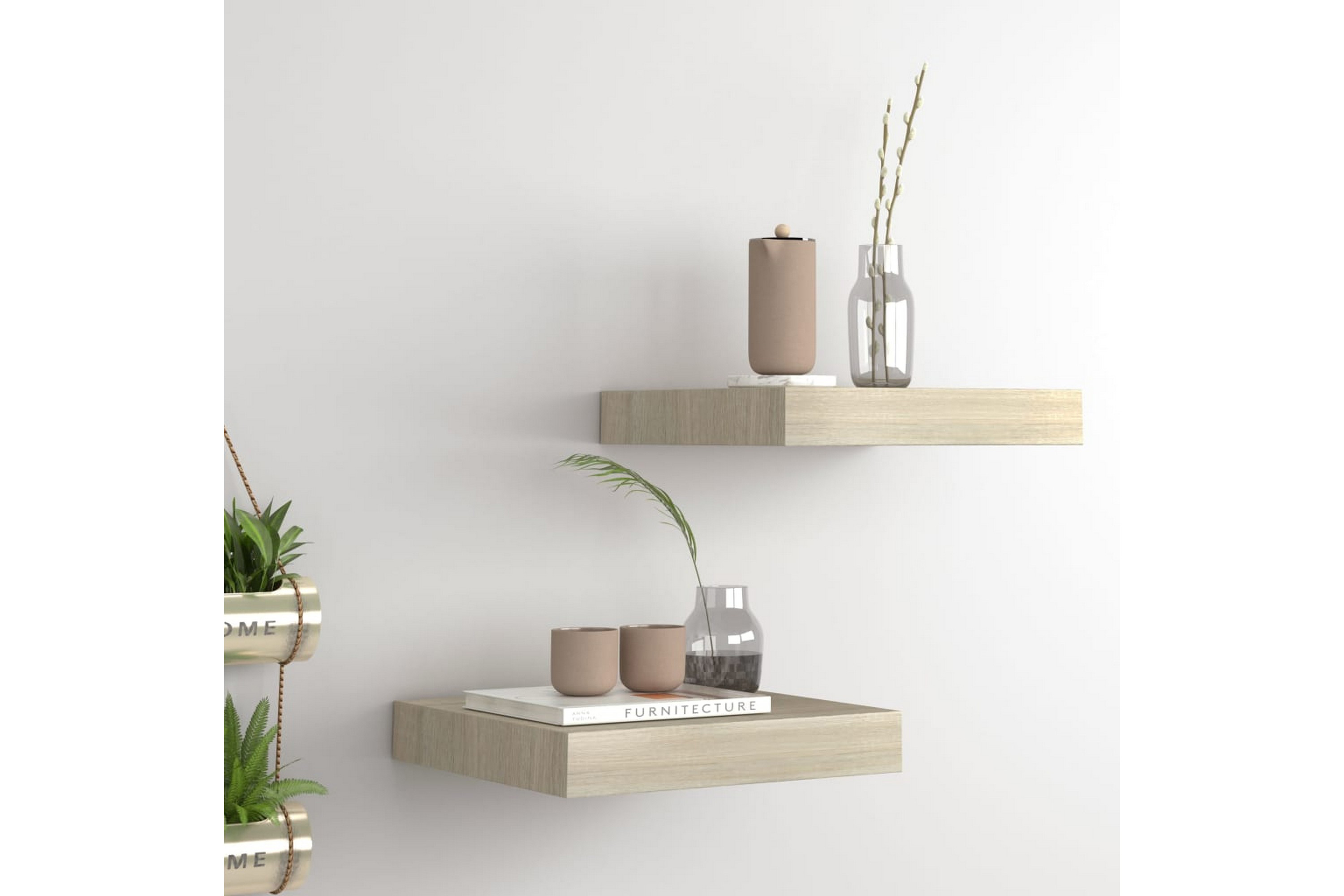 Be Basic Svävande Vägghyllor 2 St Ek 23x23,5x3,8 Cm MDF Brun ...