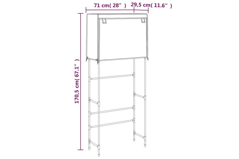 beBasic Hylla för tvättmaskin med 2 hyllplan grå 71x29,5x170,5 cm järn - Grey - Inredning - Badrumsinredning - Handdukshållare